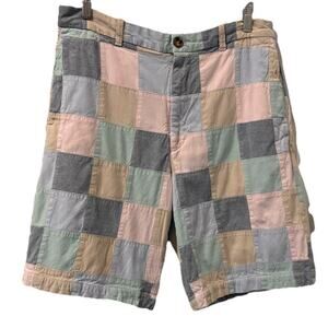 Izod Patchwork Bermuda Shorts Men's 34 Pastel Chambray Preppy-100% Cotton!!